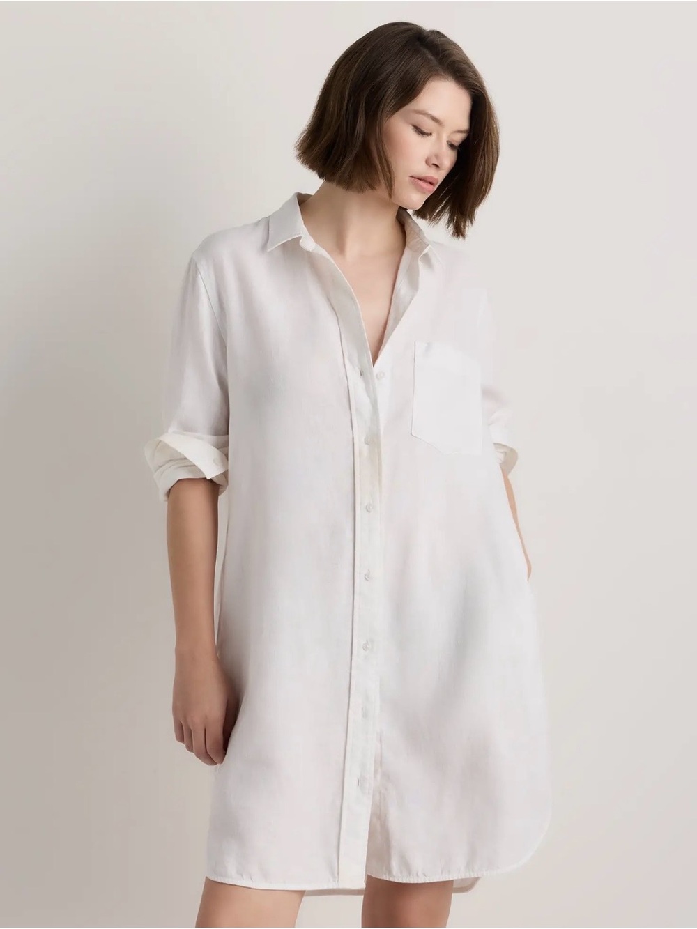 NWT Quince 100% European White Linen Button-Down Shirt Dress Small